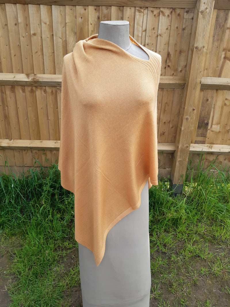Poncho BRIANA - Softer than cashmere 'Feel' Wool Blend Poncho Handmade in Nepal - Vera Tucci OriginalsAccessories MUSTARD