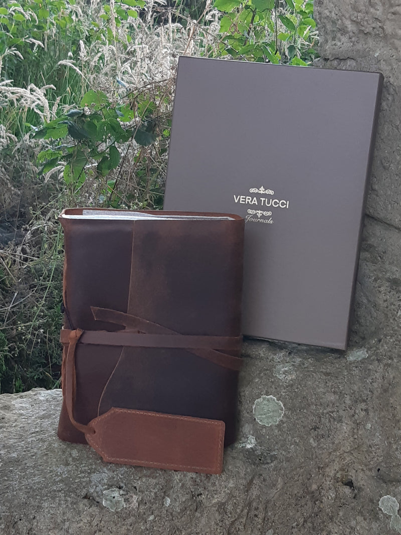 Journal Large Leather Bound Journal Plain Design - Vera Tucci OriginalsVera Tucci Originals GIFT BOX