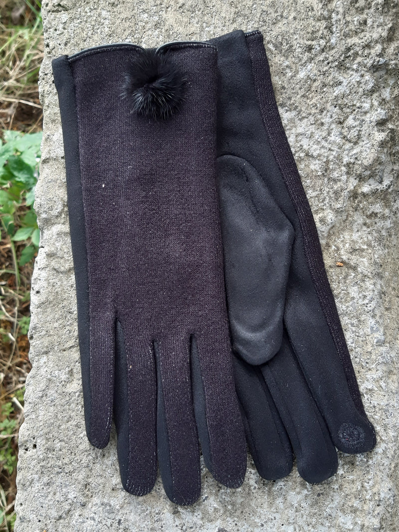 Gloves NORMA -AW21 POM GLOVES XMJ3961 - Vera Tucci OriginalsAccessories SM / BLACK
