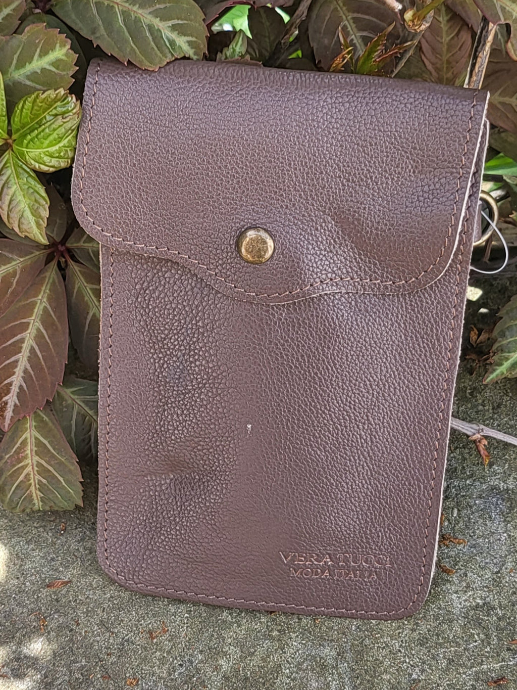 Vera Tucci Rita - Cross Body Small Leather Pouch Bag (BLACK