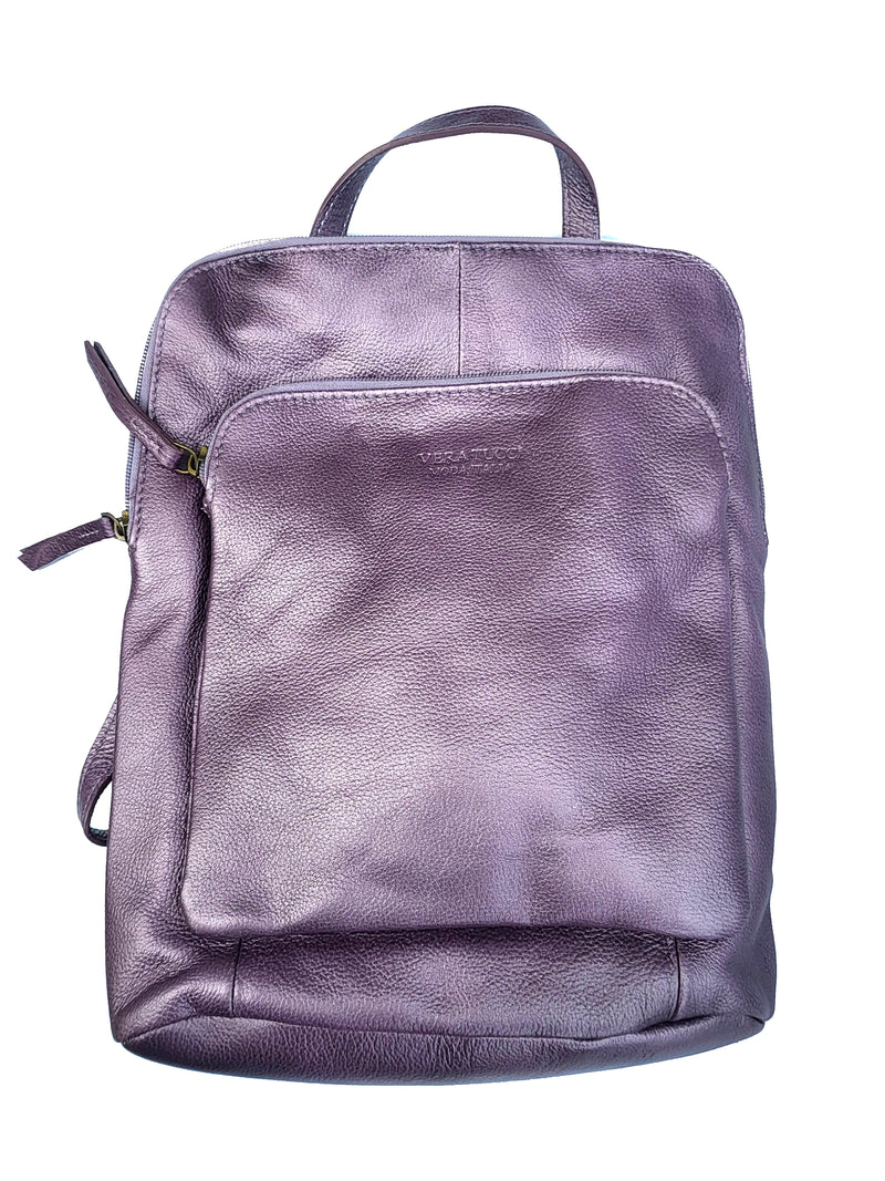 LAYLA SMALL metallic - Genuine Leather Vera Tucci Backpack