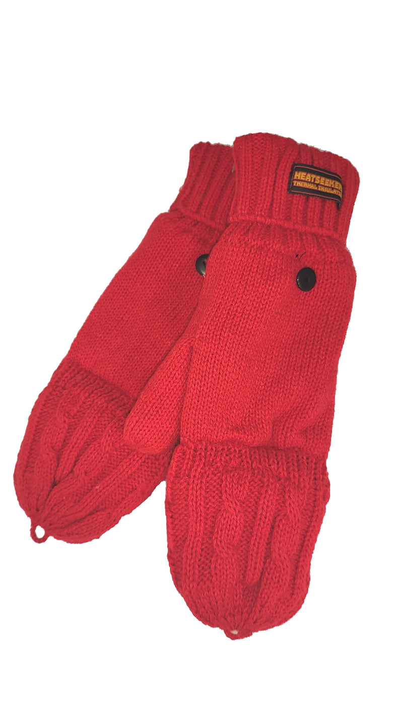 HEATSEEKERS by Vera Tucci - Thermal Cable Knit Fingerless with Flap Over Mittens G41/42