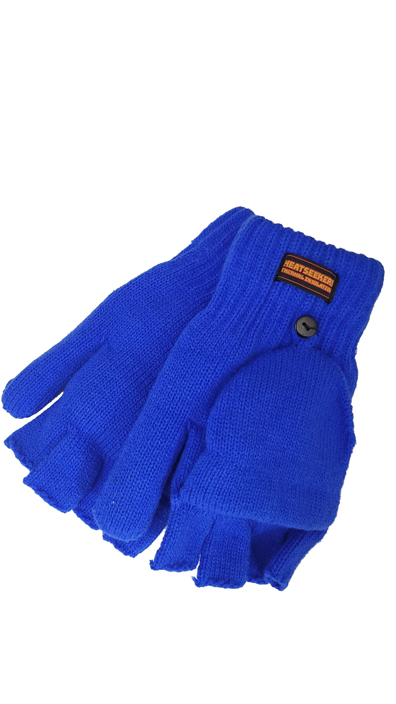HEATSEEKERS by Vera Tucci - Thermal Plain Knit Fingerless with Flap Over Mittens  G47/48