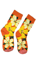 LUXURY WOMEN'S BAMBOO SOCK W12 ORANGE FLORAL