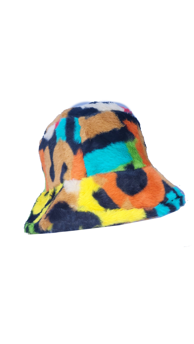 Multi Colour Print Patterned Fluffy Fleece Lined Bucket Hat For Winter (ADULT & CHILD SIZES)