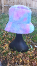 Pastel Print Patterned Fluffy Fleece Lined Bucket Hat For Winter (ADULT & CHILD SIZES)