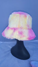 Pastel Print Patterned Fluffy Fleece Lined Bucket Hat For Winter (ADULT & CHILD SIZES)