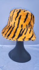 Tiger Print Patterned Fluffy Fleece Lined Bucket Hat For Winter (ADULT & CHILD SIZES)