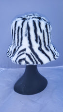 Tiger Print Patterned Fluffy Fleece Lined Bucket Hat For Winter (ADULT & CHILD SIZES)
