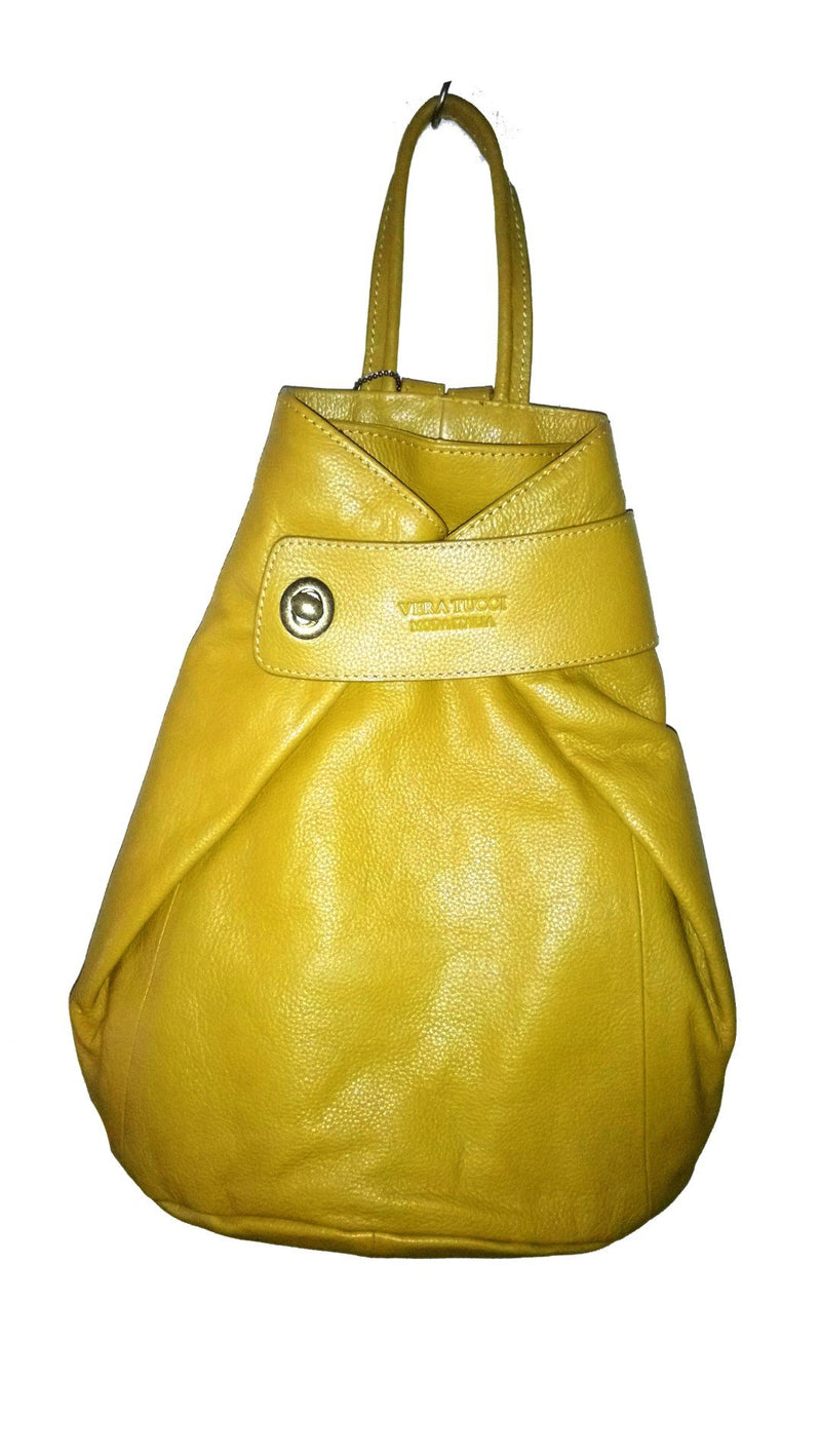 Leather Bag Silvia Backpack - Vera Tucci OriginalsBags MUSTARD