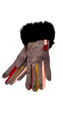Felicity Faux Suede Fur Trim Gloves - G08
