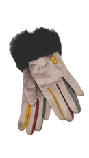 Felicity Faux Suede Fur Trim Gloves - G08