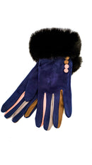 Felicity Faux Suede Fur Trim Gloves - G08