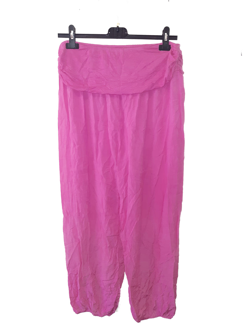 Trousers CAIRO Harlem Pants Plain Viscose Trousers - Vera Tucci OriginalsLondon Clothing FUCHSIA