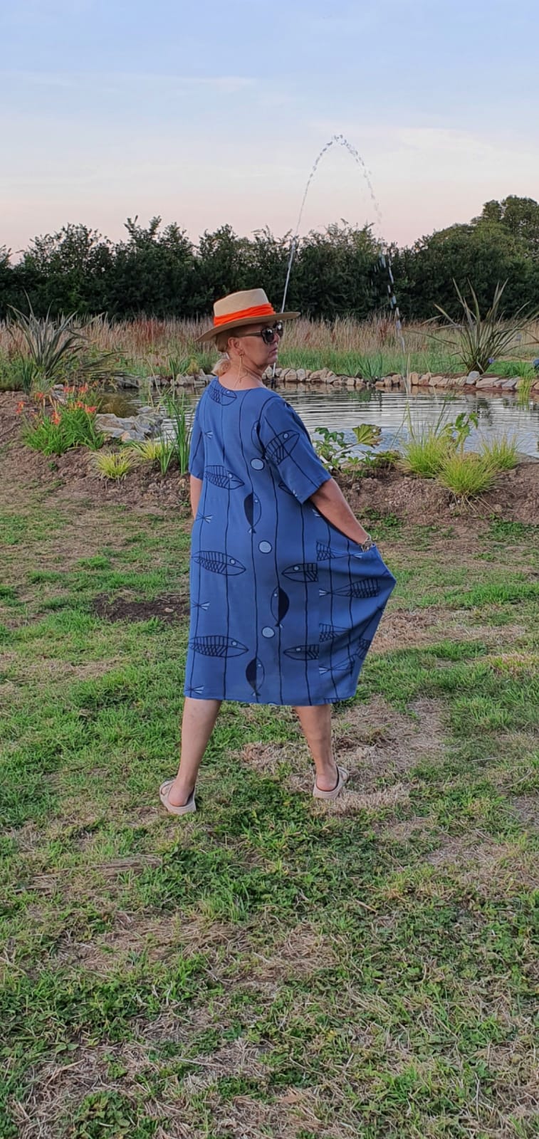 Dress Cotton Fish Pattern Dress - Vera Tucci OriginalsLondon Clothing