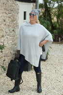 Poncho ANABELLE - Womens Cashmere Mix Poncho One Size - Vera Tucci OriginalsAccessories LIGHT GREY
