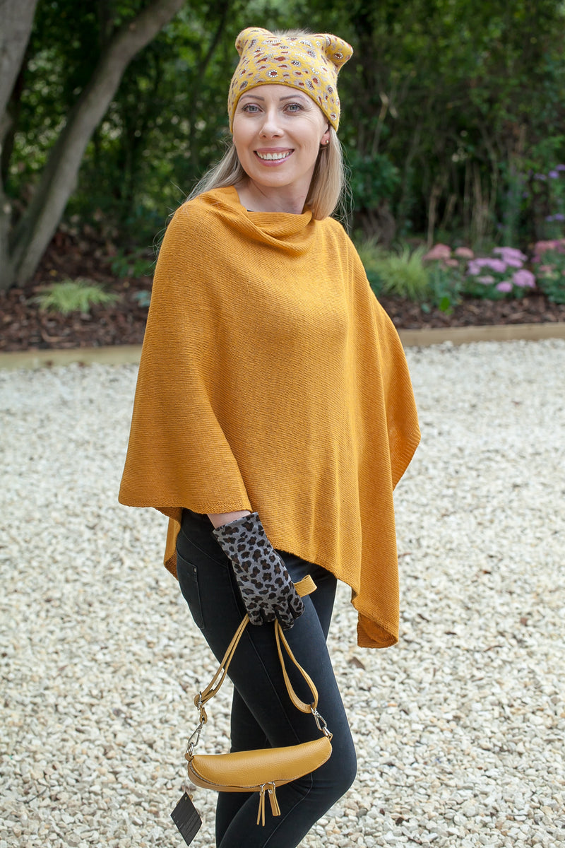 Poncho ANABELLE - Womens Cashmere Mix Poncho One Size - Vera Tucci OriginalsAccessories MUSTARD SOLD OUT
