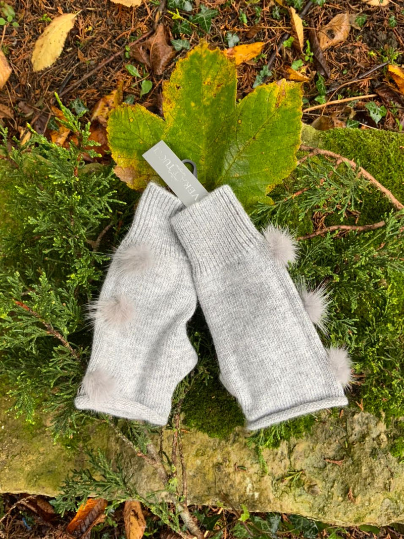Gloves Regina Fingerless Mittens with pompom - G21 - Vera Tucci OriginalsAccessories