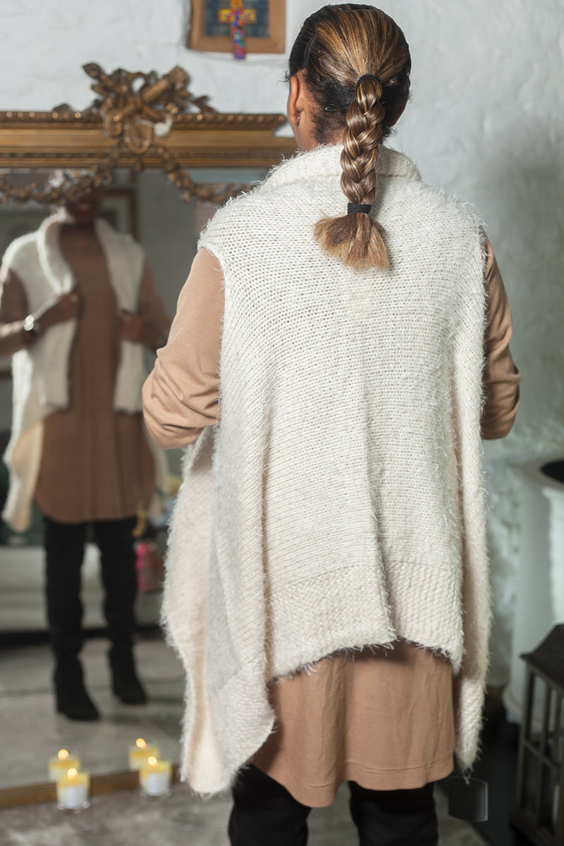 Poncho Julie Fluffy Knitted Gilet - Vera Tucci OriginalsScarves