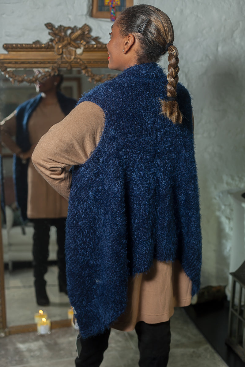 Poncho Julie Fluffy Knitted Gilet - Vera Tucci OriginalsScarves
