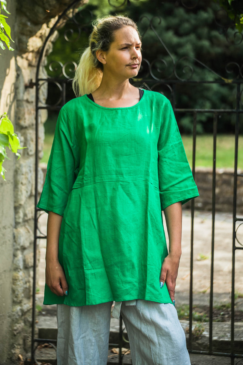 Linen ROME LIGHT WEIGHT LINEN ONE SIZE - Vera Tucci OriginalsItalian Clothing EMERALD GREEN