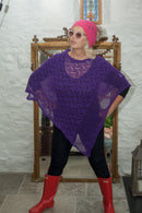 Poncho CROCHET STYLE KNITTED PONCHO - Vera Tucci OriginalsAccessories PURPLE