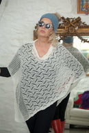 Poncho CROCHET STYLE KNITTED PONCHO - Vera Tucci OriginalsAccessories CREAM