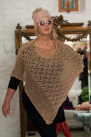 Poncho CROCHET STYLE KNITTED PONCHO - Vera Tucci OriginalsAccessories BEIGE