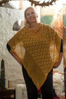 Poncho CROCHET STYLE KNITTED PONCHO - Vera Tucci OriginalsAccessories MUSTARD