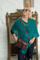 Poncho CROCHET STYLE KNITTED PONCHO - Vera Tucci OriginalsAccessories ATLANTIC GREEN