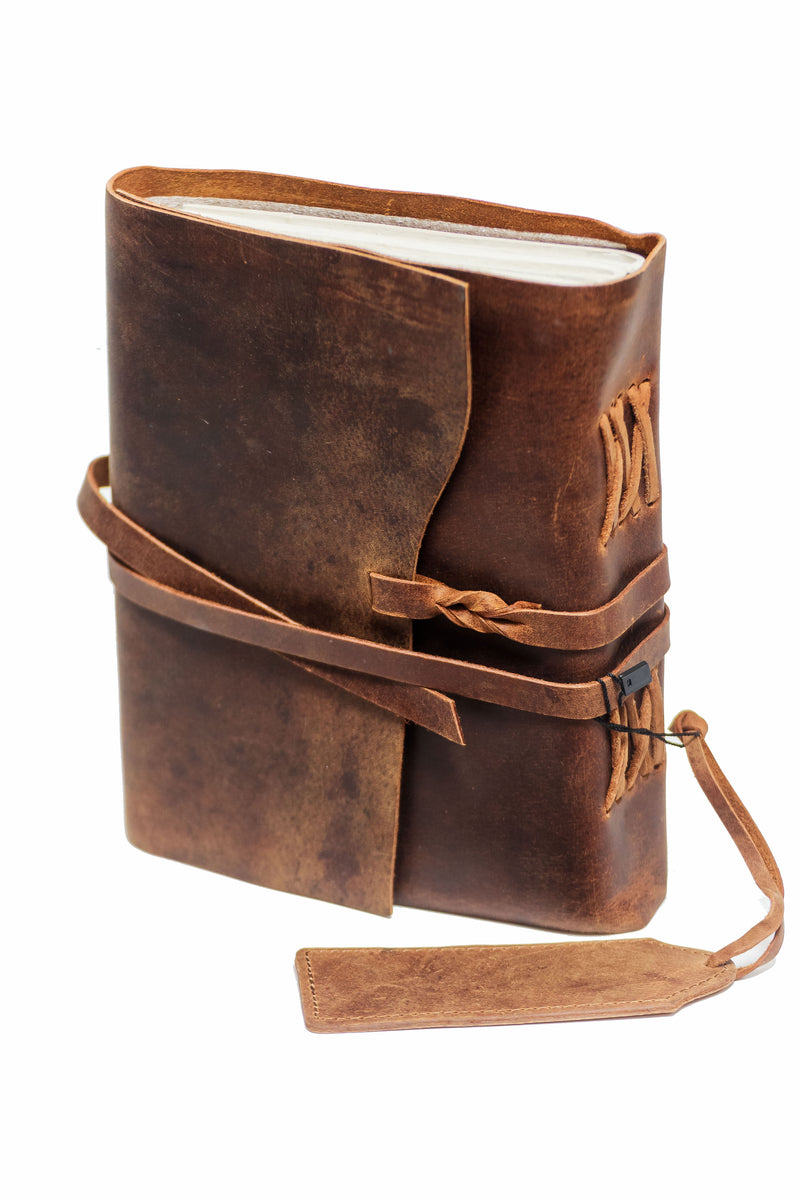 Journal Large Leather Bound Journal Plain Design - Vera Tucci OriginalsVera Tucci Originals