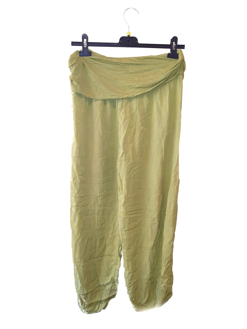Trousers CAIRO Harlem Pants Plain Viscose Trousers - Vera Tucci OriginalsLondon Clothing OLIVE