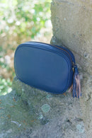 Leather Bag GEMMA - GENUINE LEATHER CAMERA BAG WITH TASSEL ZIP - Vera Tucci OriginalsBags NAVY