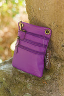 Leather Bag FIFI- MULTI ZIP SMALL POUCH BAG - Vera Tucci OriginalsBags PLAIN PURPLE
