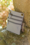 Leather Bag FIFI- MULTI ZIP SMALL POUCH BAG - Vera Tucci OriginalsBags PLAIN LIGHT GREY
