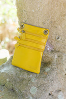 Leather Bag FIFI- MULTI ZIP SMALL POUCH BAG - Vera Tucci OriginalsBags PLAIN YELLOW