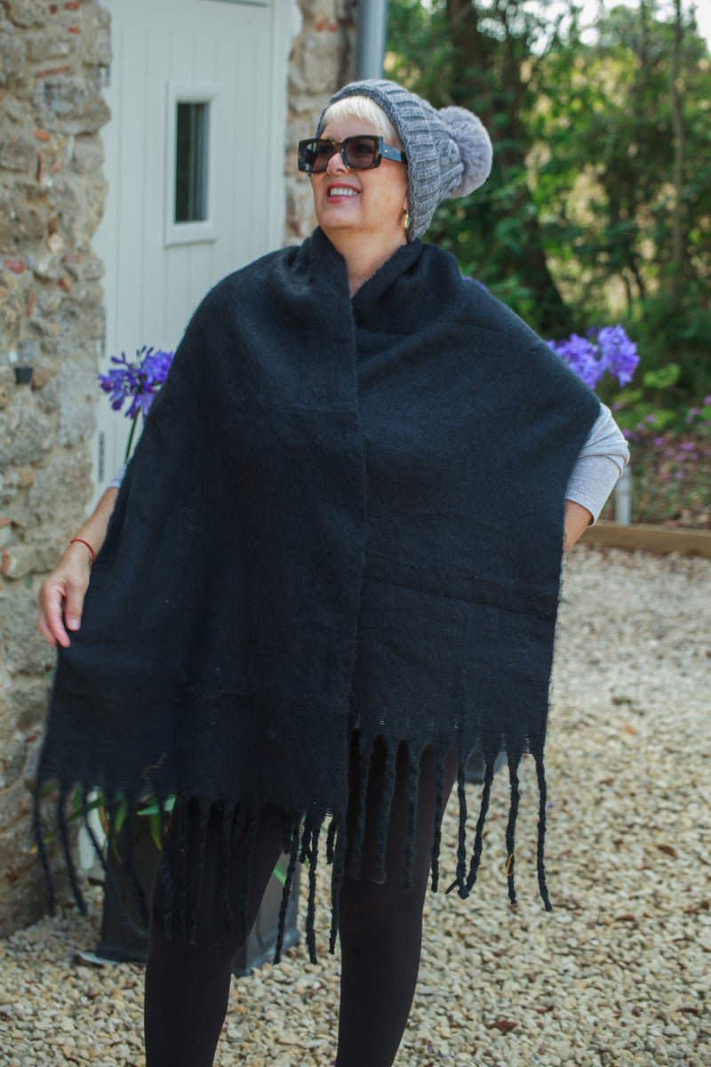 Scarves THICK PLAIN TASSEL SCARF CLRMD202103-35 10 COLS - Vera Tucci OriginalsAccessories 8 NAVY