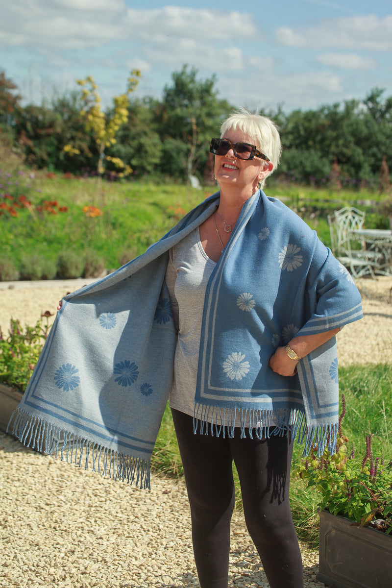 Scarves DAISY - RMD202106-17 6 COLS - Vera Tucci OriginalsAccessories 2DENIM/CREAM