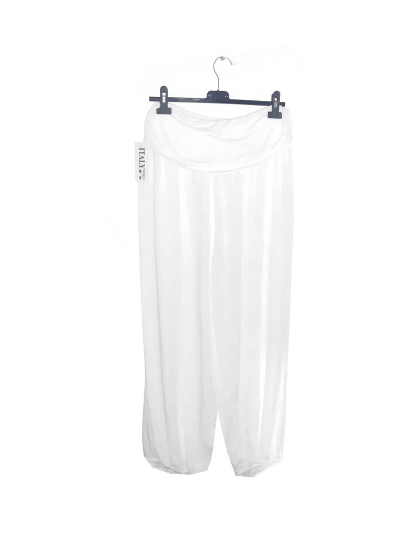 Trousers CAIRO Harlem Pants Plain Viscose Trousers - Vera Tucci OriginalsLondon Clothing WHITE