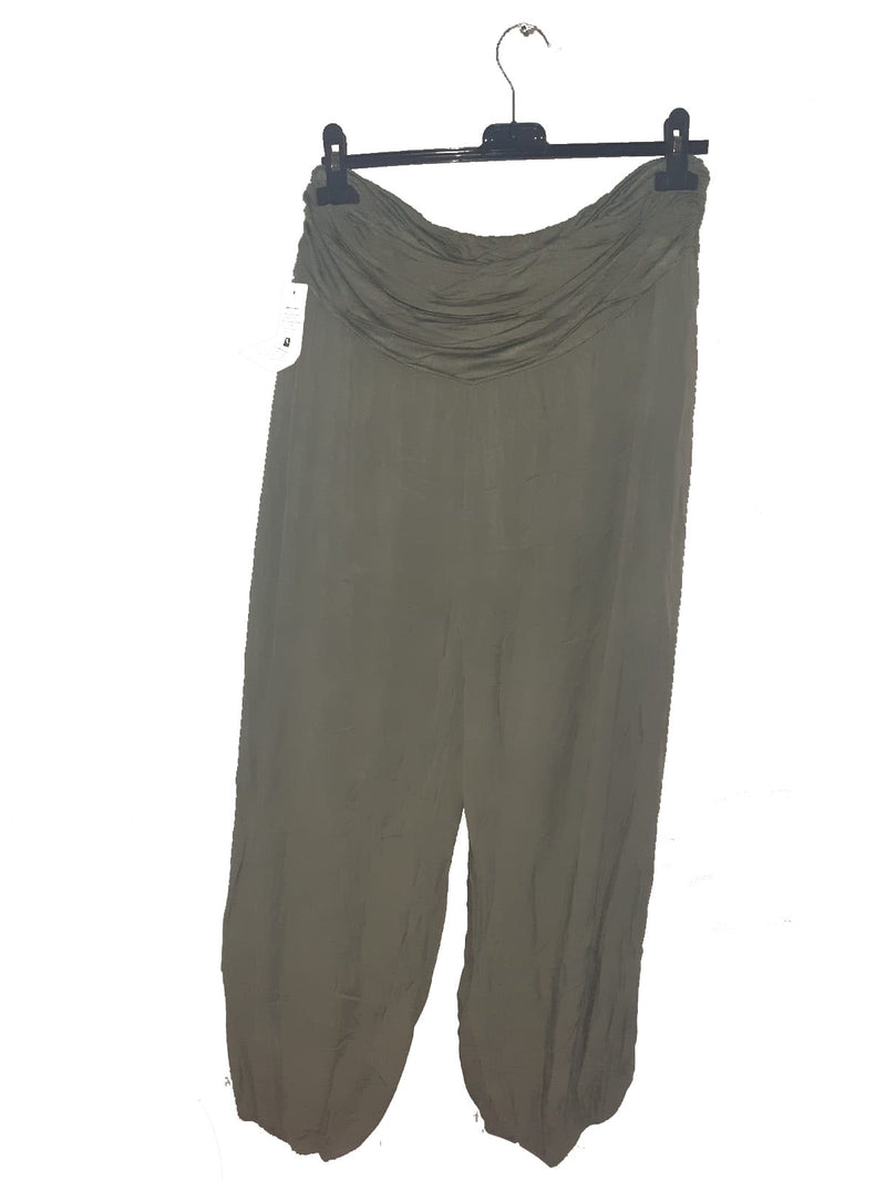 Trousers CAIRO Harlem Pants Plain Viscose Trousers - Vera Tucci OriginalsLondon Clothing KHAKI