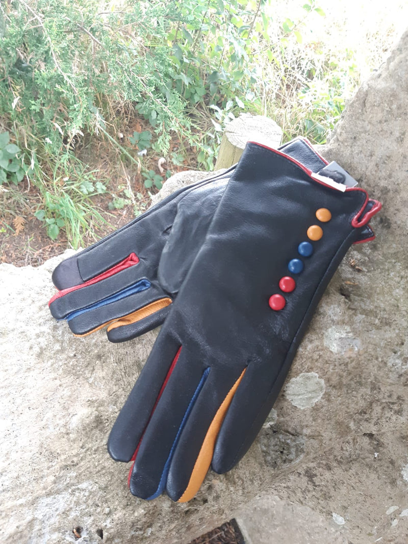 Gloves TIFFANY G01 Leather Multi Button Glove - Vera Tucci OriginalsAccessories BLACK / SMALL