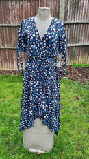 DR451 BLUE TENKI LIGHTWEIGHT PRINTED SUMMER DRESS IN SIZES UK 8-18