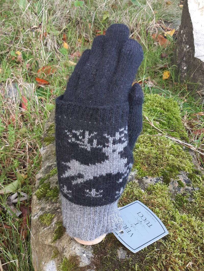 Gloves Knitted Reindeer Glove - G24 - Vera Tucci OriginalsAccessories L.GREY/D.GREY