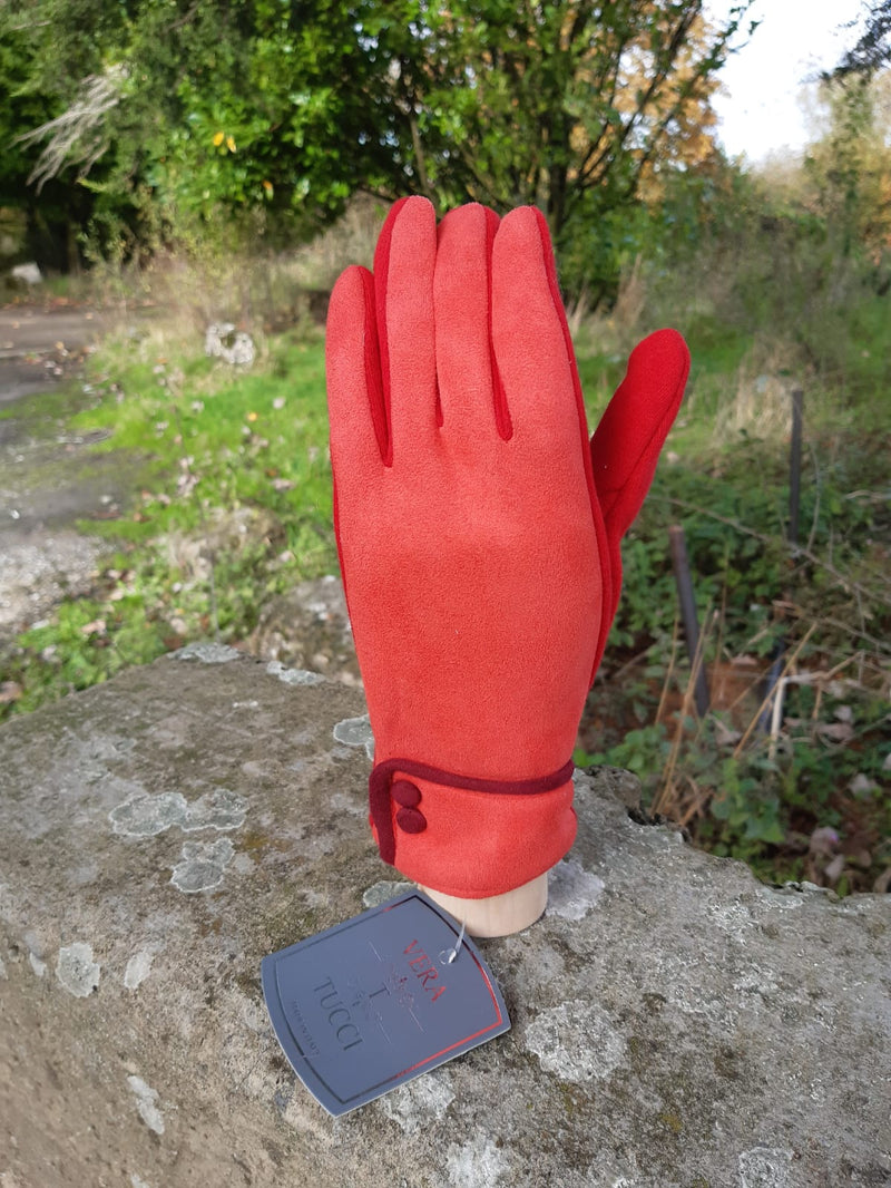 Gloves Jane Faux Suede Gloves - G26 - Vera Tucci OriginalsAccessories RED