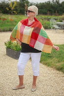 Scarves MARSALA - CHECK PATTERN WINTER PONCHO RMD202106-20 3 COLS - Vera Tucci OriginalsAccessories