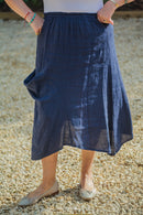 Linen JUNO -3166 ITALIAN LIGHTWEIGHT LINEN SKIRT WITH POCKET - Vera Tucci OriginalsGianni Moda