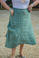 Linen JUNO -3166 ITALIAN LIGHTWEIGHT LINEN SKIRT WITH POCKET - Vera Tucci OriginalsGianni Moda