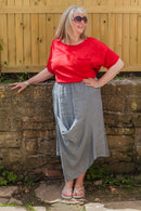 Linen JUNO -3166 ITALIAN LIGHTWEIGHT LINEN SKIRT WITH POCKET - Vera Tucci OriginalsGianni Moda